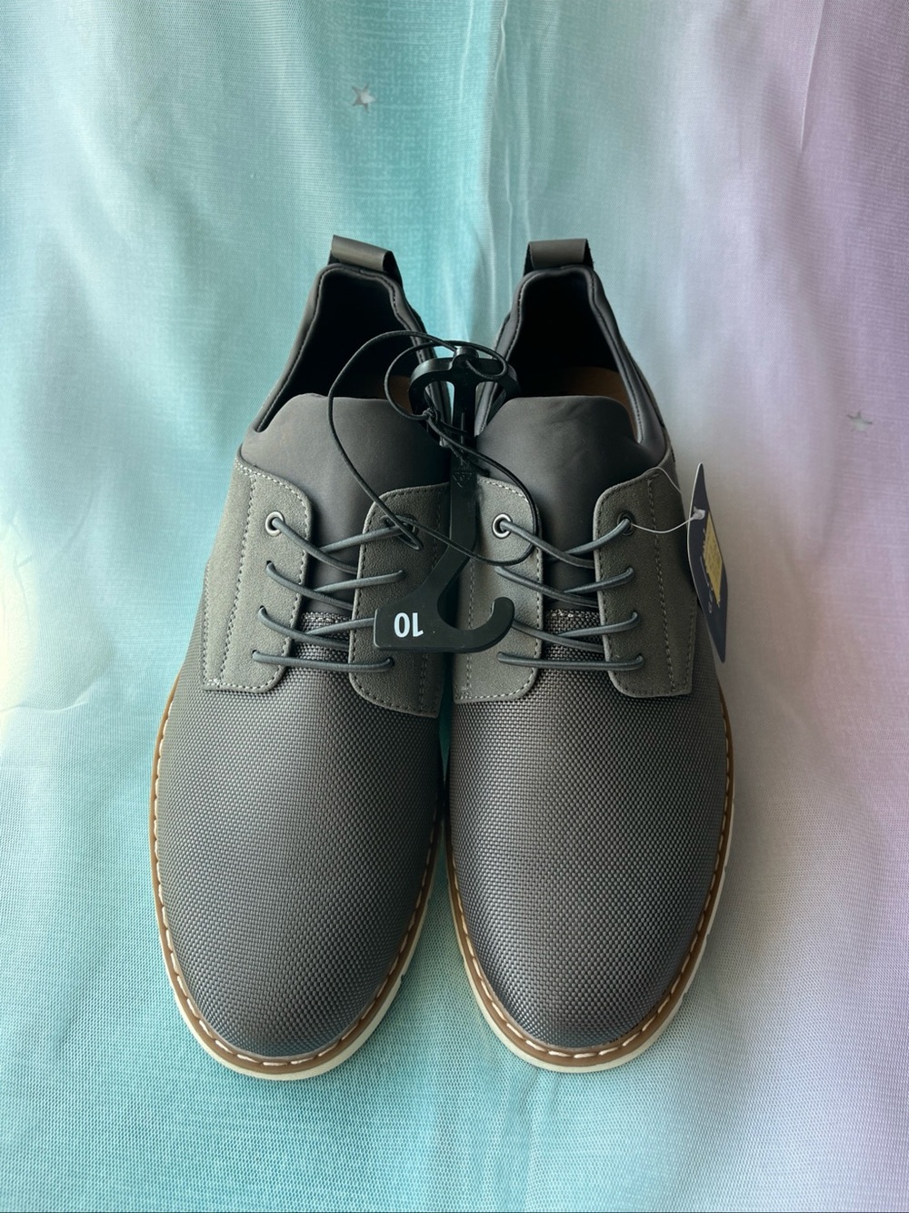 George Men's Gray Memory Foam Lace-Up Sneakers Round Toe Casual Size 10